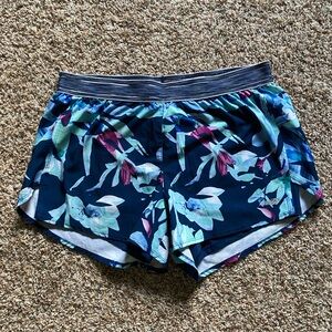 LARGE floral athletic shorts with built-in spandex
